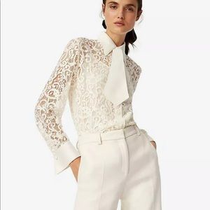 Tory Burch Rosie Top Shirt Blouse Lace Tie 6